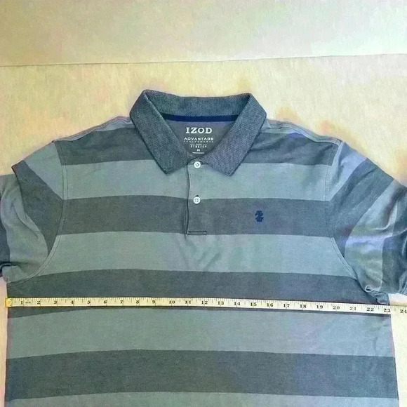 Izod Advantage Performance Stretch Material Short Sleeve Blue Striped Mens Sz XL - Picture 5 of 14